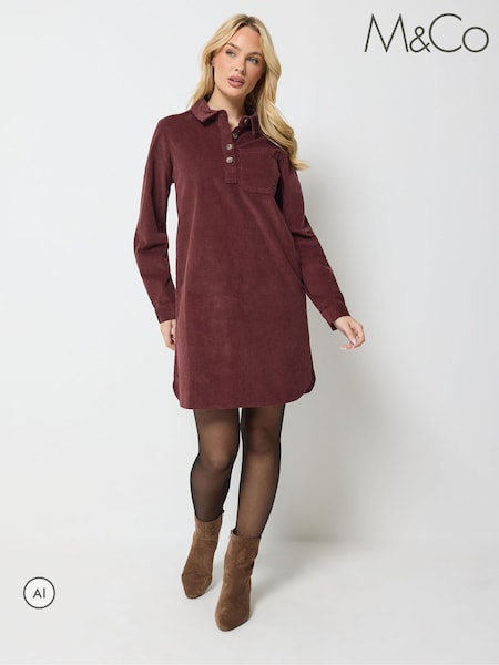 Brown - M&co Cord Pocket Dress