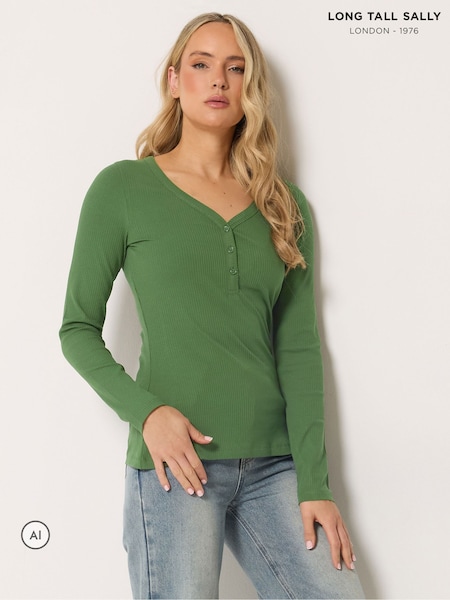 Green - Long Tall Sally Long Sleeve Henley Top
