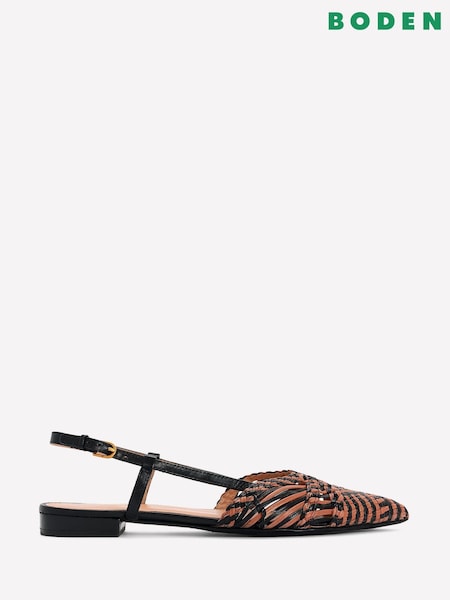 Black - Boden Woven Detail Point Flats