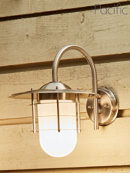 Pacific Silver (Metal) Opaque Glass Outdoor Wall Light (277458) | £60