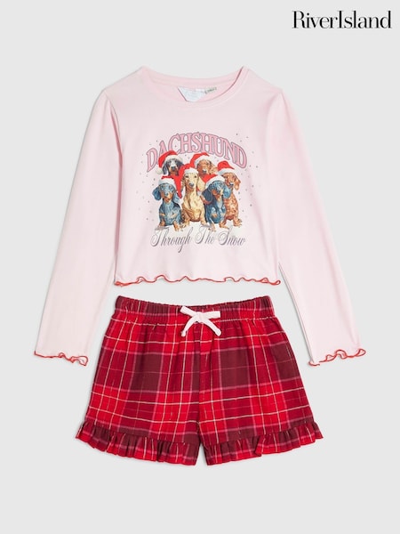 Pink - River Island Christmas Daschund Pyjamas Set