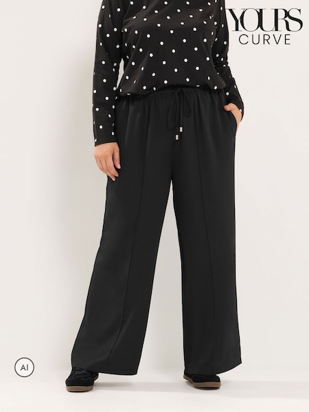 Black - Yours Curve Stretch Wide Leg Trousers