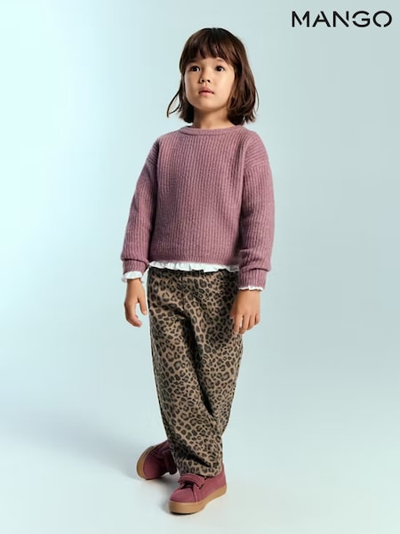 Brown - Mango Leopard Print Wide-leg Trousers