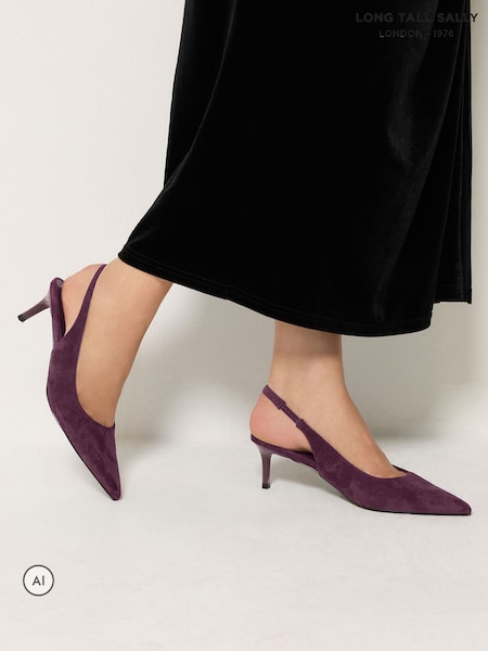 Purple - Long Tall Sally Slingback Kitten Heels In Standard Fit