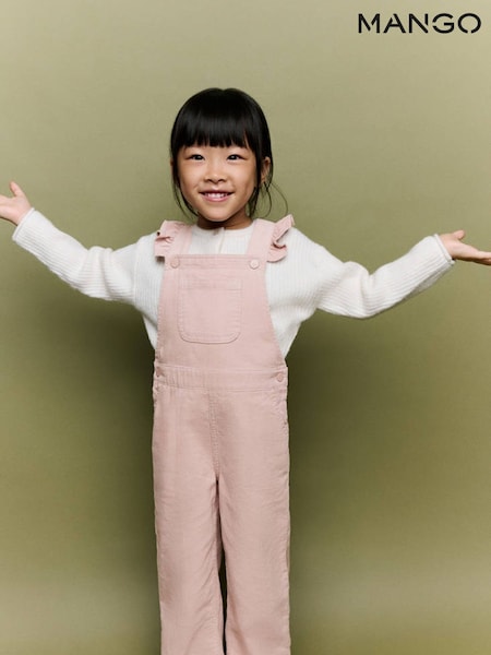 Pink - Mango Ruffled Strap Dungarees
