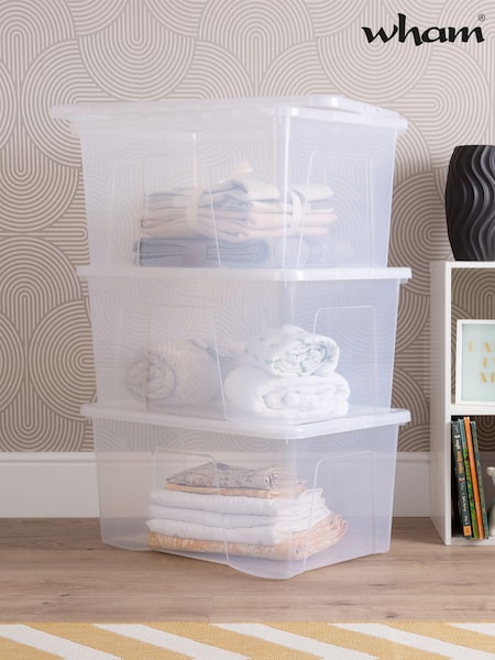 Wham Set of 3 Clear Crystal 60L Storage Boxes and Lids (279527) | £28