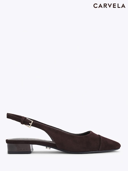 Chocolate Brown - Carvela Amelia Suede Slingback Shoes