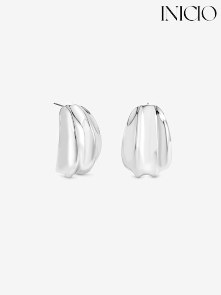 Silver Tone - Inicio Statement Studs Earrings