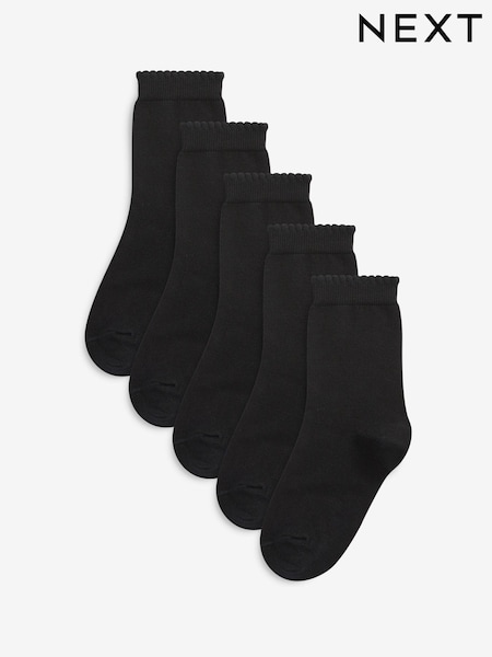 Black 5 Pack Cotton Rich School Ankle Socks (280918) | £6 - £7