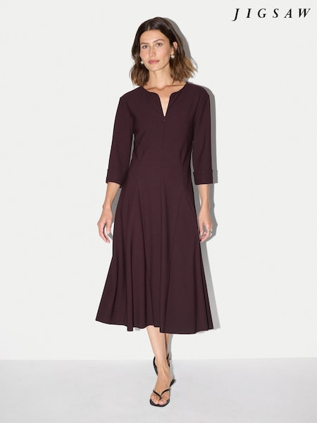 Purple - Jigsaw Stretch Crepe Godet Dress