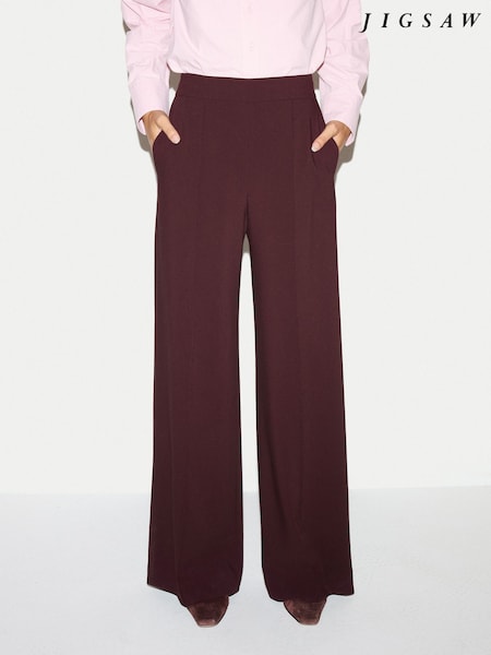 Red - Jigsaw Modern Crepe Wide Leg Trousers