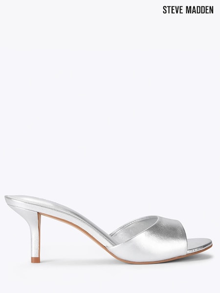 Silver - Steve Madden Kendrix Heeled Leather Sandals