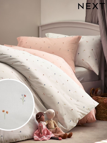2 Pack Neutral Pink Ditsy Floral Duvet Cover and Pillowcase Set (283929) | £28 - £42