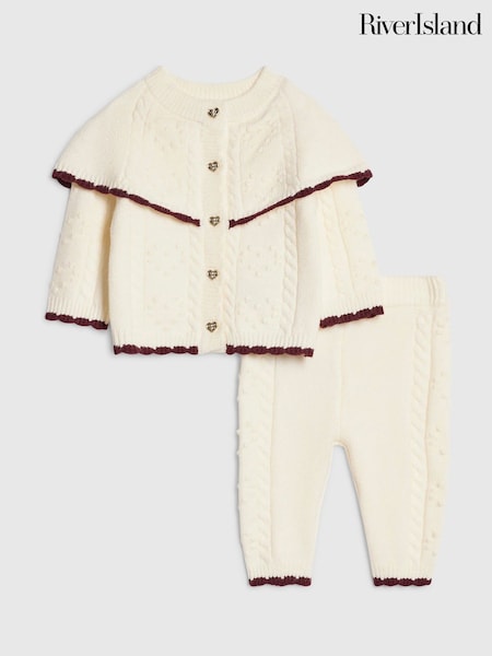 Cream - River Island Cape Cardigan & Trousers Set