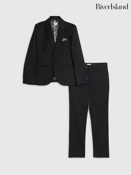Black - River Island Jacket & Trousers Suit Set