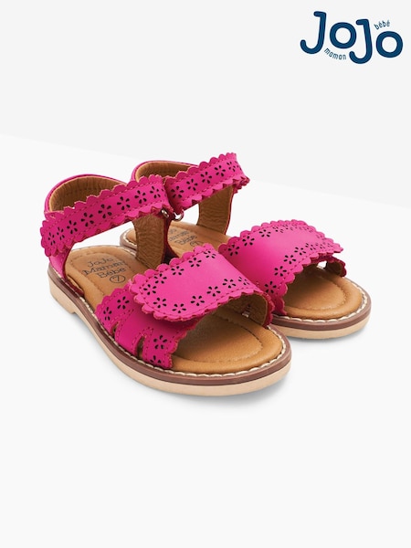 JoJo Maman Bébé Fuchsia Pretty Leather Sandals (284620) | £21
