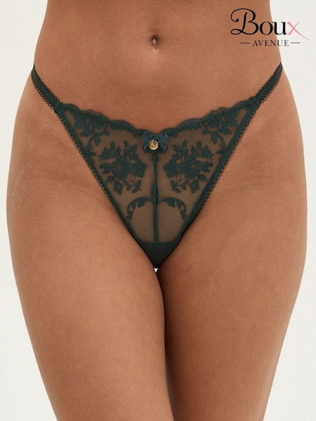Green - Boux Avenue Zoe Embroidered Thong Knickers