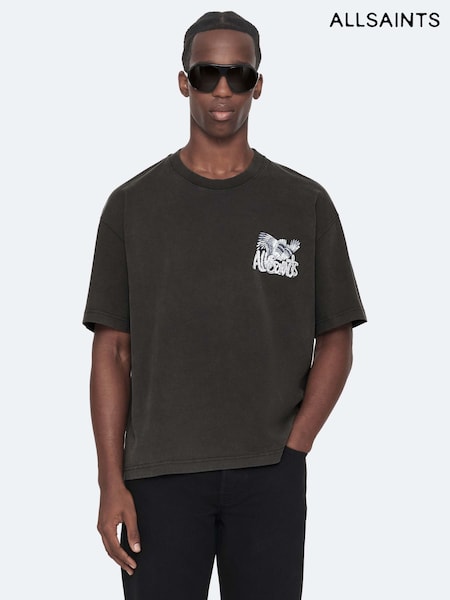 Black - Regular Allsaints Battles Short Sleeve Crew Neck T-shirt