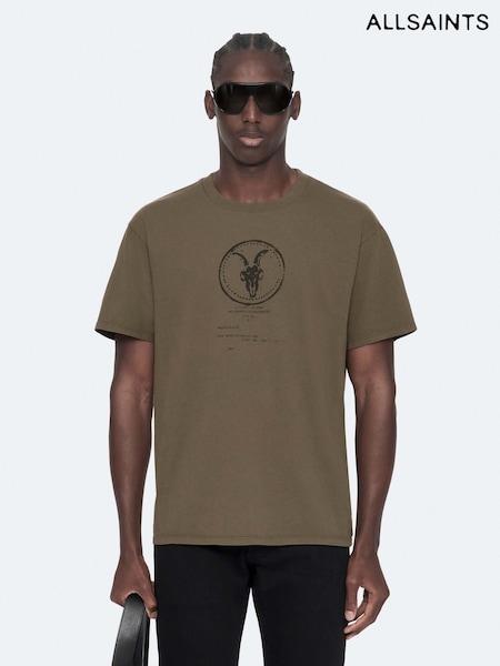 Brown - Regular Allsaints Tier Short Sleeve Crew Neck T-shirt