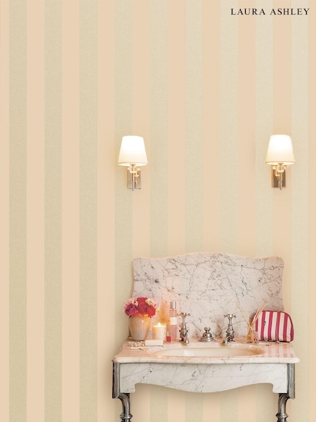 Laura Ashley Linen Lille Pearlescent Stripe A4 Wallpaper Sample (285556) | £1