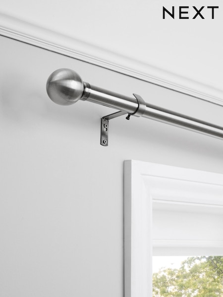 Pewter Grey Ball Finial Extendable Curtain 35mm Pole Kit (285605) | £65 - £85