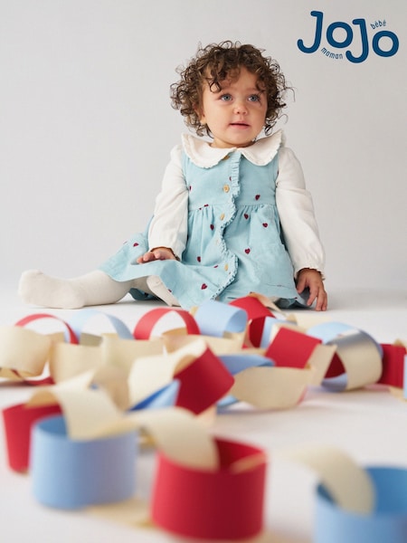 Blue Heart - Jojo Maman Bébé Embroidered Baby Dress & Body Set