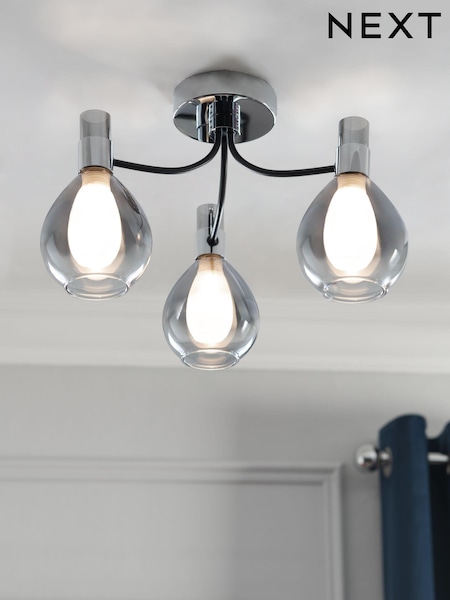 Chrome Carson 3 Light Flush Ceiling Light (286423) | £65