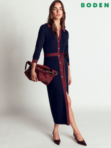 Blue - Boden Jessica Knitted Shirt Dress