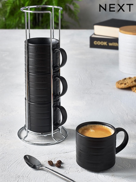 Black Bronx Set of 4 Stacking Espresso Mugs (287484) | £18