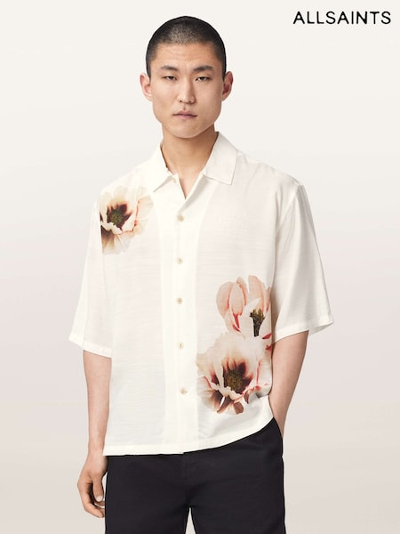 Cream - Regular Allsaints Floraison Short Sleeve Shirt