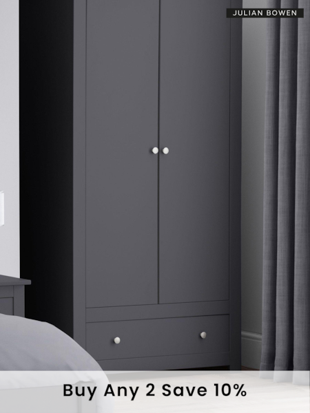 Julian Bowen Anthracite Grey Radley Double 1 Drawer Wardrobe (287828) | £445