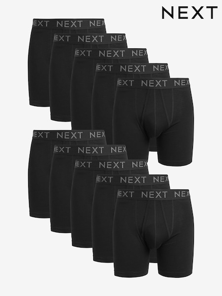 Black 10 pack Sports Longer Length A-Front Boxers (289208) | £46