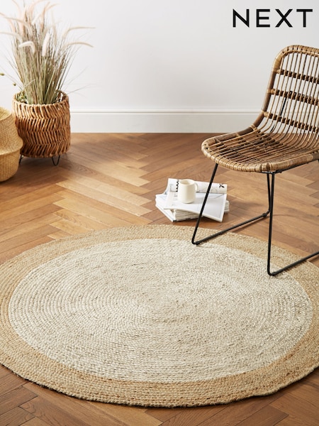 Natural Blonde Jute Circle Rug (290051) | £35 - £90