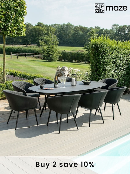 Maze Charcoal Grey Garden Ambition 8 Seat Oval Dining Set (290134) | £2,699