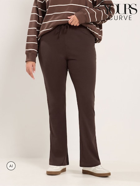 Brown - Yours Curve Cotton Flared Leggings
