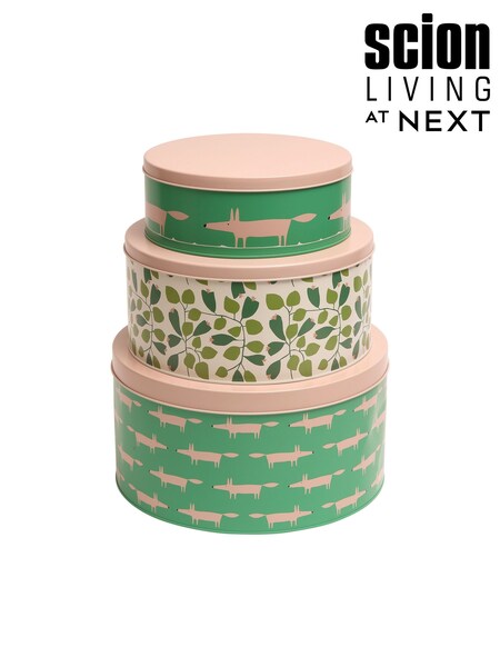 Scion Set of 3 Green Mr Fox Round Cake Tins (290765) | £40