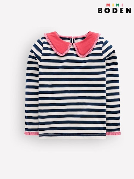 Blue - Boden Collared Breton Jersey Top