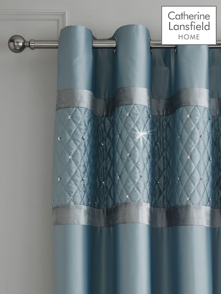 Catherine Lansfield Blue Sequin Cluster Eyelet Curtains (291772) | £70 - £80