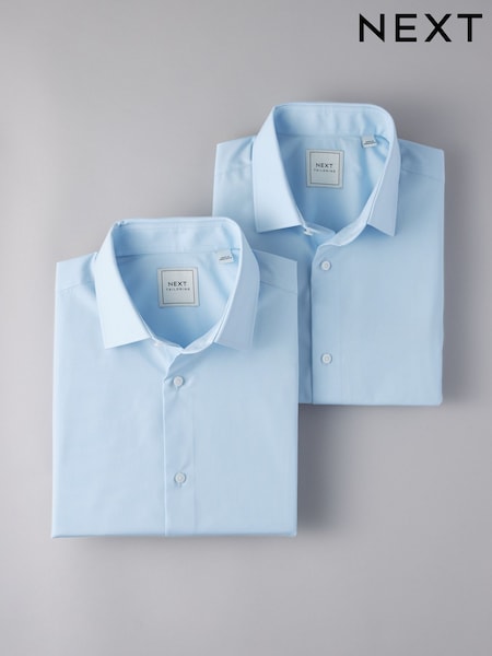 Blue Regular Fit Easy Care Short Sleeve Smart Shirts 2 Pack (291789) | £32