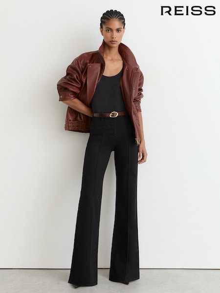 Black - Reiss Claude Pintuck-detail Flared Jeans