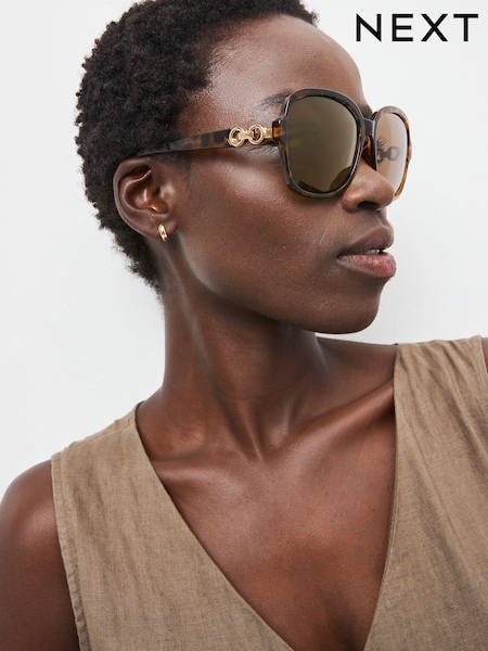 Tortoiseshell Brown Polarised Large Square Sunglasses (292177) | £13