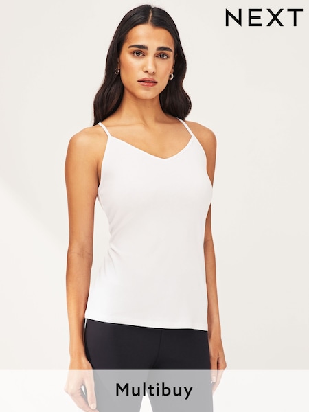 White V-Neck Thin Strap Vest (292241) | £6.50