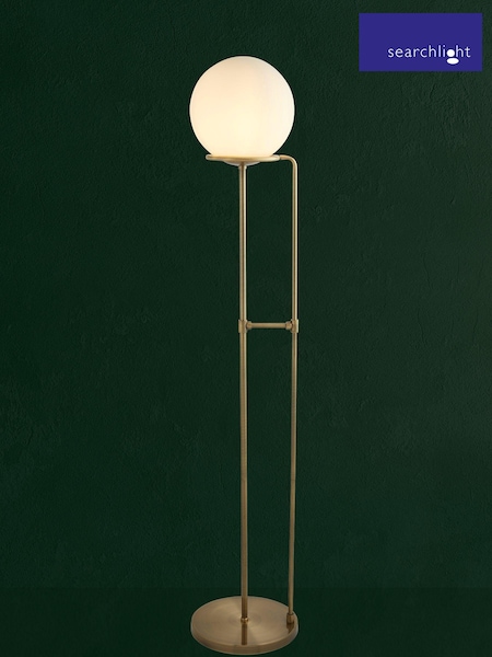 Searchlight Antique Brass/White Sphere Floor Lamp (292590) | £100
