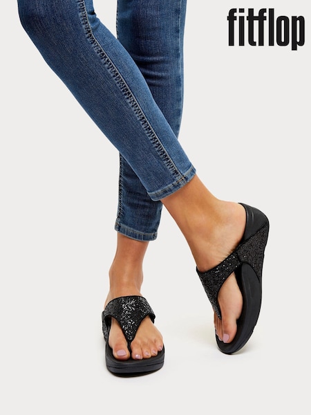 FitFlop Lulu Glitter Toe-Post Sandals (293359) | £70