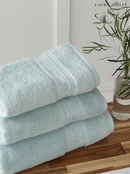 Laura Ashley Duck Egg Blue Luxury 100% Cotton Embroidered Towel (293441) | £18 - £42