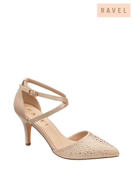 Ravel Gold Strappy Diamante Court Shoes (295783) | £70