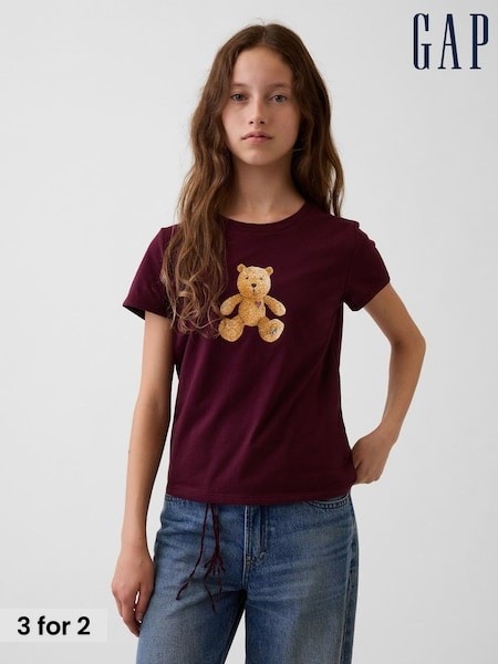 Burgundy Brannan Bear - Gap Graphic Short Sleeve T-shirt (4-13yrs)