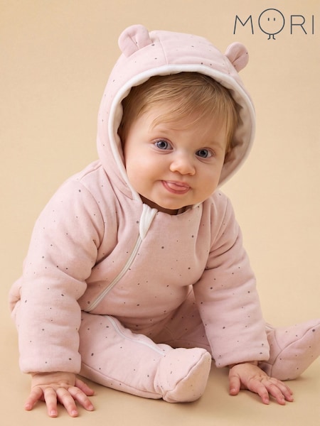 Pink - Mori Cosy Zip-up Pramsuit