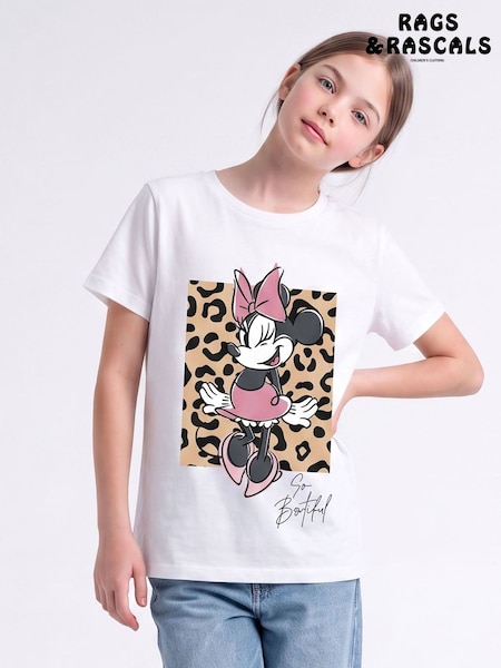 White - Rags & Rascals Disney Minnie Mouse So Bowtiful Leopard T-shirt
