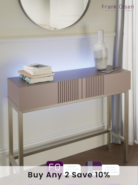 Frank Olsen Mulberry Iona 2 Drawer Console Table with Smart Features (296223) | £350